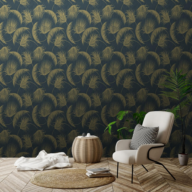Oasis Leaves Metallic Wallpaper