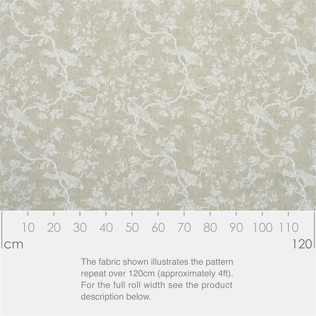 Isabelle Printed Linen Fabric - White - Jim Lawrence