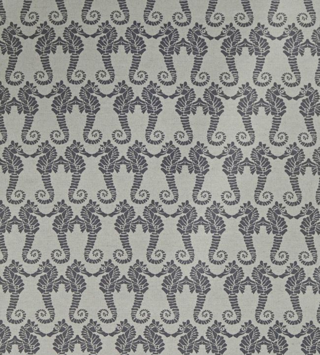 Seahorse Fabric - Charcoal on Natural - BG-F040602 - Barneby Gates