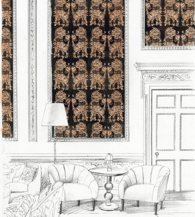 Sicilian Lion Wallpaper - Bone Black/Coppper - ZPLW312979 - Zoffany