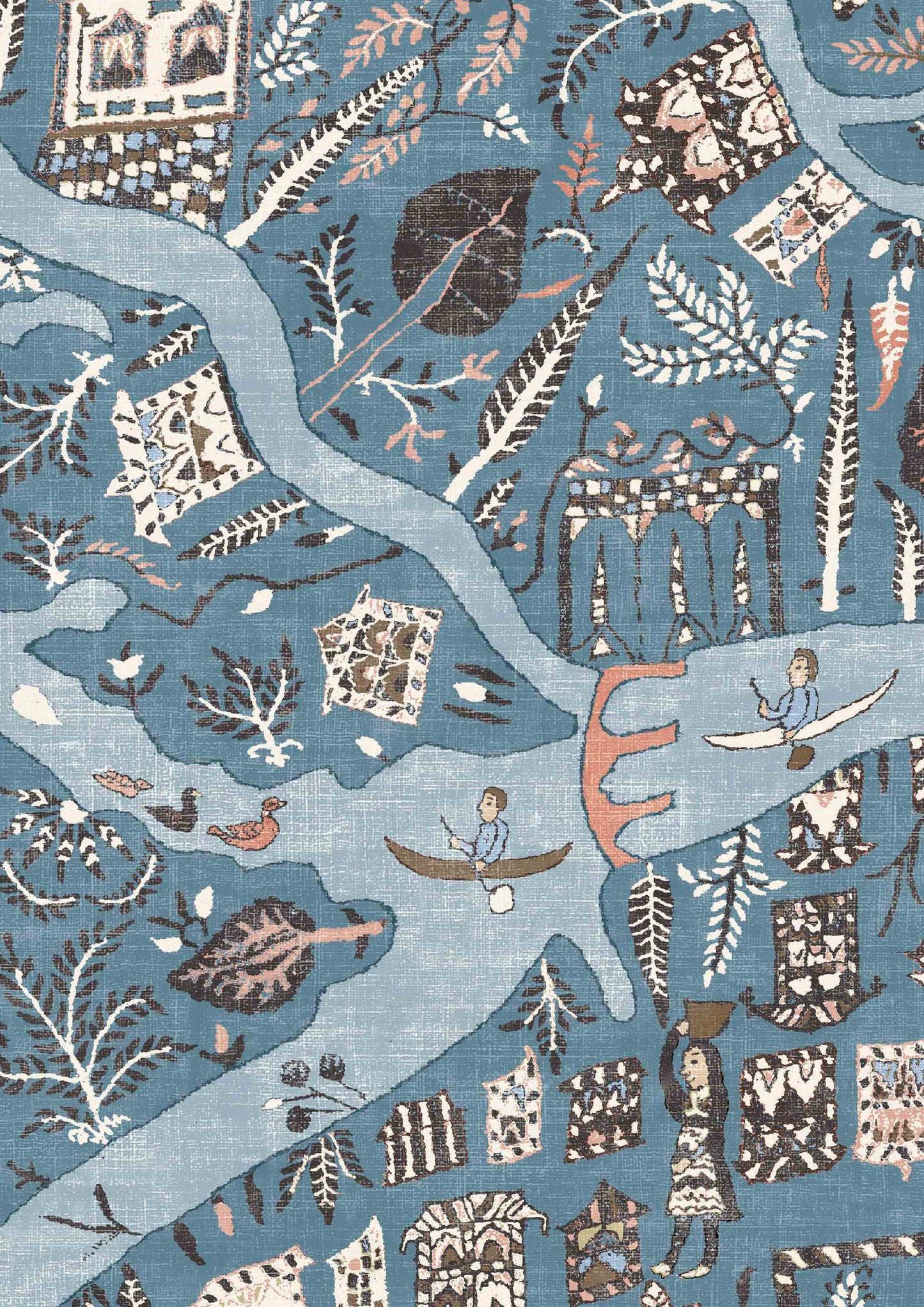 Utopia Wallpaper - Blue Almond
