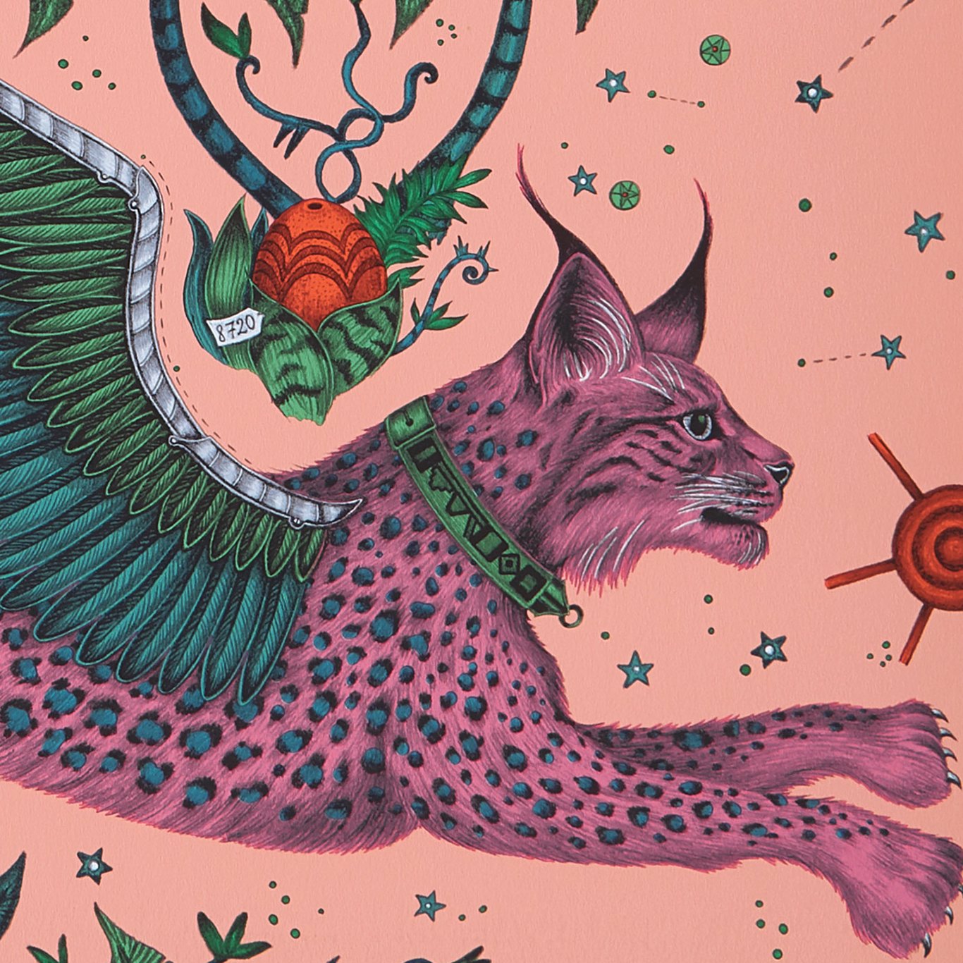 Lynx Wallpaper - Coral - W0118/01