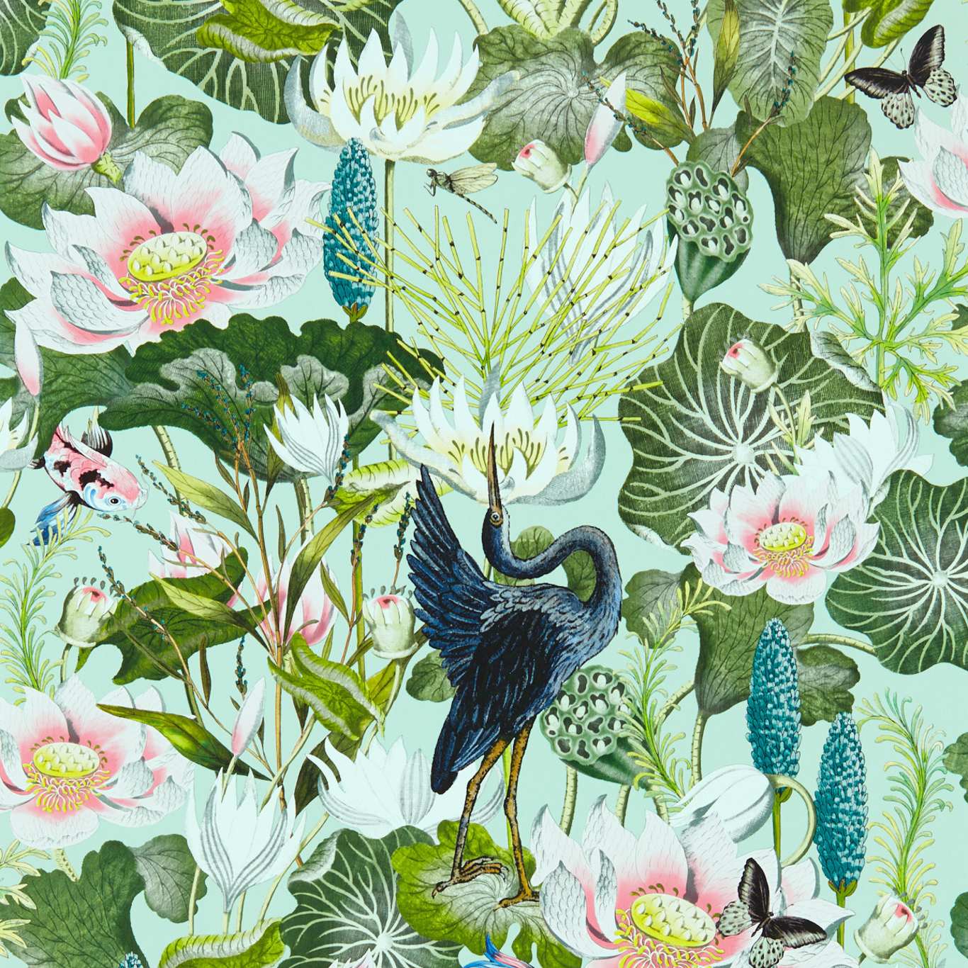 Waterlily Wallpaper - Mineral - W0137/05