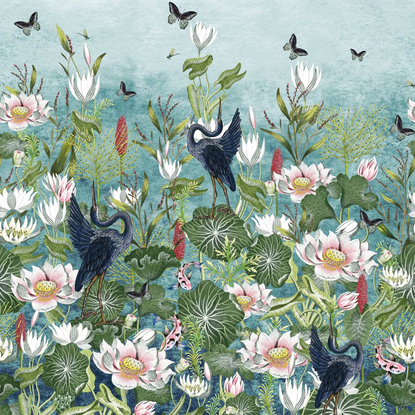 Waterlily Mural Wallpaper - Marine Banner - W0138/01