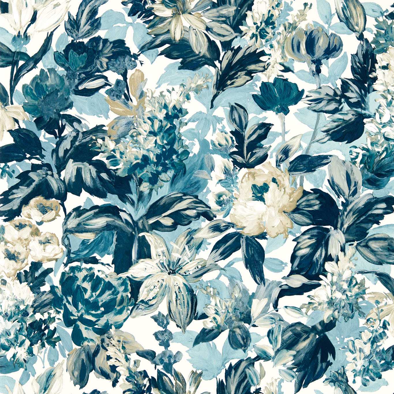 Lilum Wallpaper - Denim/Ivory - W0158/01
