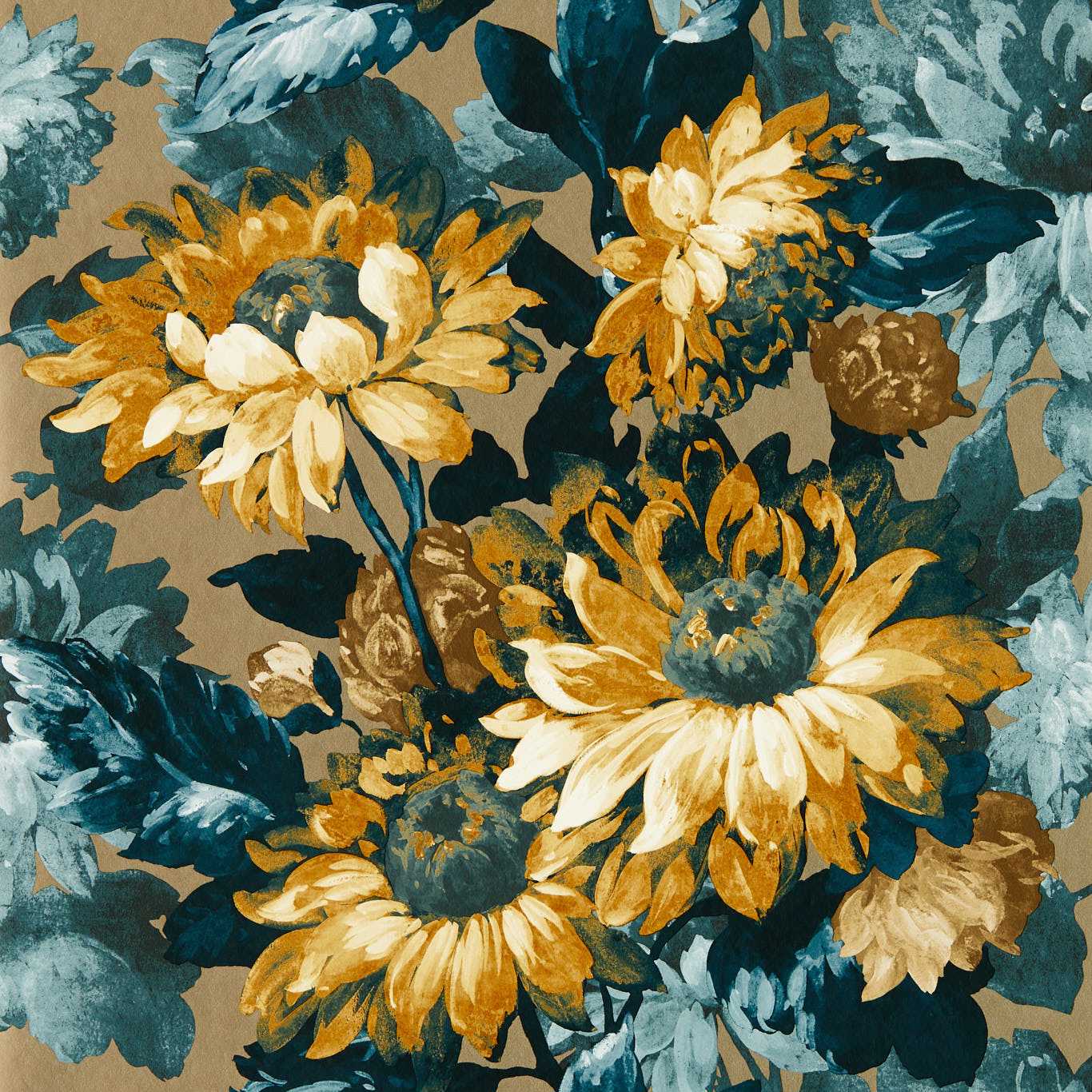 Sunforest Wallpaper - Gilver/Denim - W0162/02