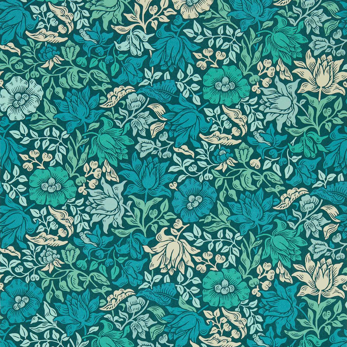 Mallow Wallpaper - Teal - W0173/02