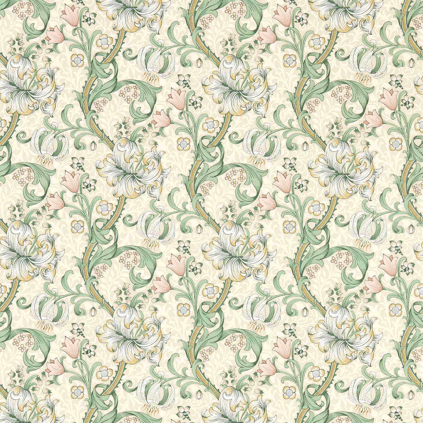 Golden Lily Wallpaper - Linen/Blush - W0174/01