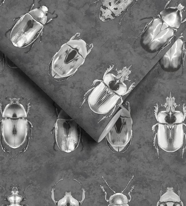 WM-091R - Beetle Jewels Wallpaper - Silver Grey - Woodchip & Magnolia