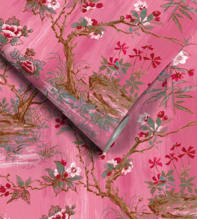 WM-126-05R - Rivington Wallpaper - Pink - Woodchip & Magnolia