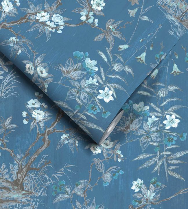 WM-126-07R - Rivington Wallpaper - China Blue - Woodchip & Magnolia