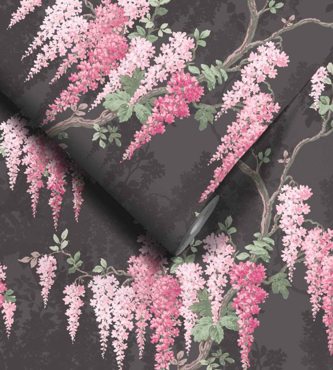 WM-224R - Wisteria Wallpaper - Noir Black - Woodchip & Magnolia