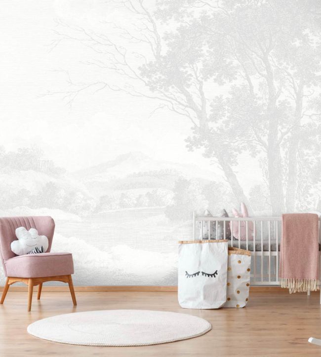 WM-307-01RM - Peaceful Countryside Wallpaper - Mural - Grey - Woodchip & Magnolia