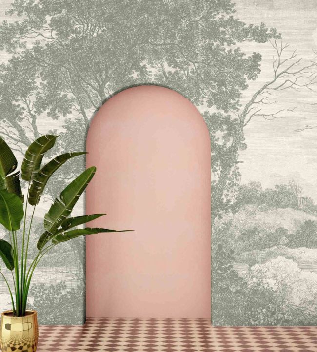 WM-307-05RM - Peaceful Countryside Wallpaper - Mural - Green - Woodchip & Magnolia