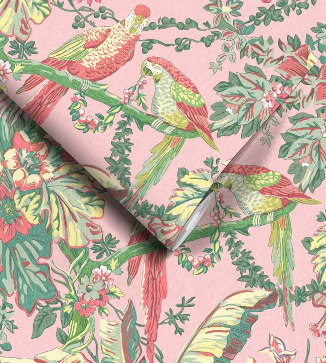 WM-322-04R - Parrot Talk Wallpaper - Sunset Pink - Woodchip & Magnolia