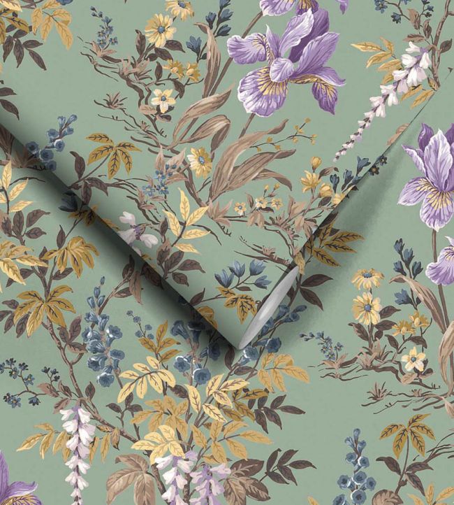 WM-364-04R - Hestia Wallpaper - Garlic Green - Woodchip & Magnolia