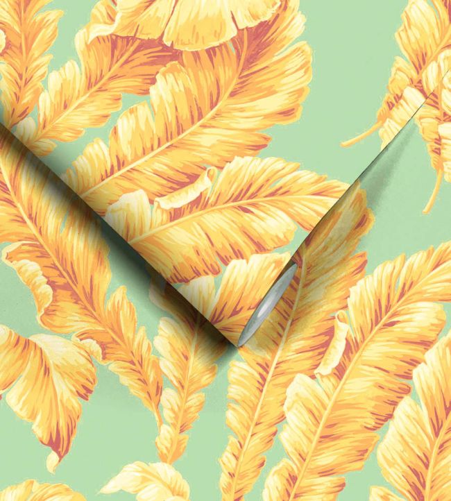 WM-365-09R - Lets Go Bananas Wallpaper - Aqua Yellow - Woodchip & Magnolia