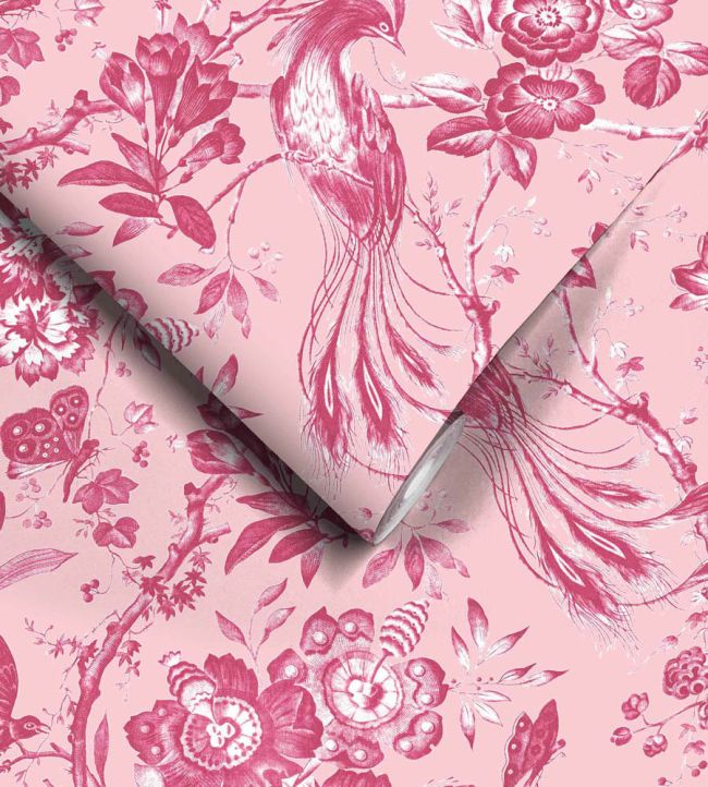 WM-368-07-3P - Plumage Wallpaper - Mural - Peony Pink - Woodchip & Magnolia