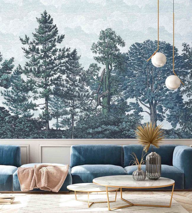 WM-388-03RM - Heaton Park Wallpaper - Mural - Blue - Woodchip & Magnolia