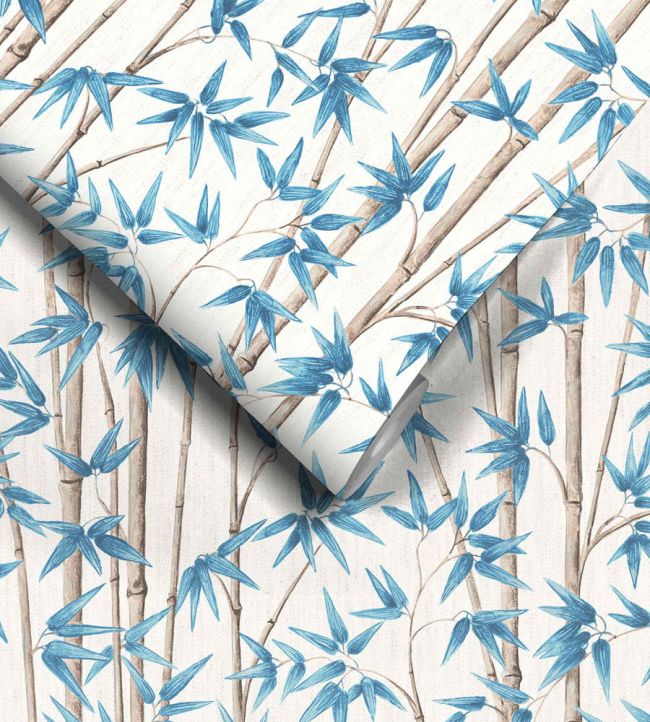 WM-397-01R - Bamboozle Wallpaper - Cornflower - Woodchip & Magnolia