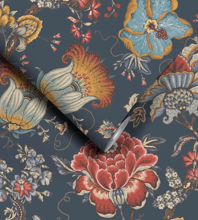 WM-408-09R - Arcadia Wallpaper - Midnight - Woodchip & Magnolia