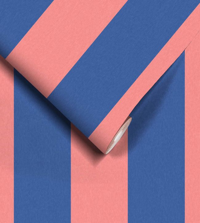 WM-413-09R - Awning Stripe Wallpaper - Electric Blue - Woodchip & Magnolia