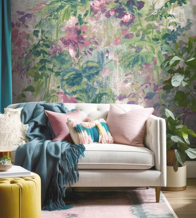 WM-429-02RM - Aquarelle Wallpaper - Mural - Blossom Pink - Woodchip & Magnolia