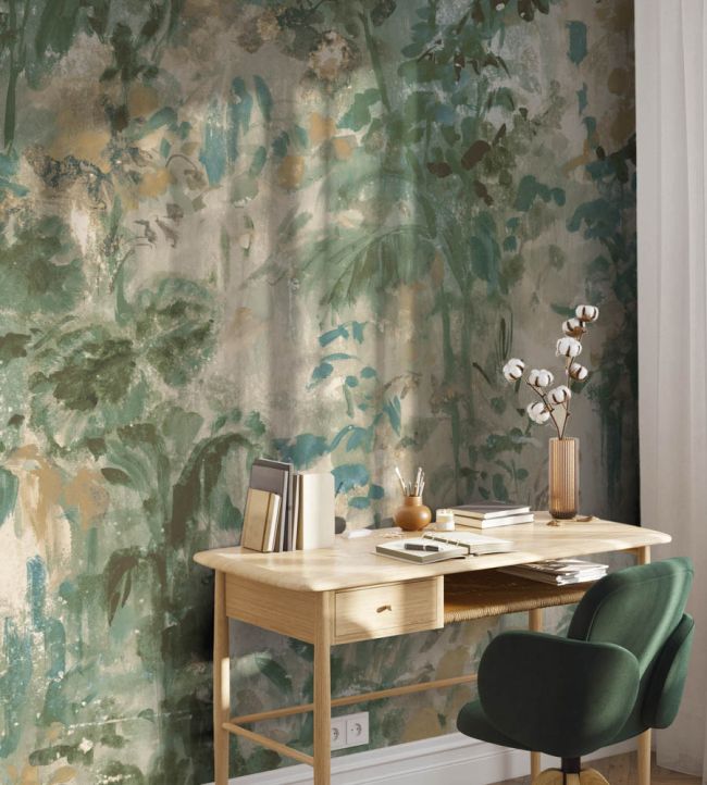 WM-429-04RM - Aquarelle Wallpaper - Mural - Natural - Woodchip & Magnolia