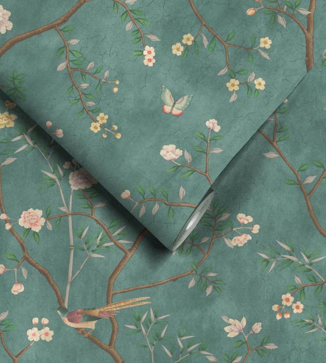 WM-454-02R - Chinoiserie Onism Wallpaper - Mural - Emerald - Woodchip & Magnolia