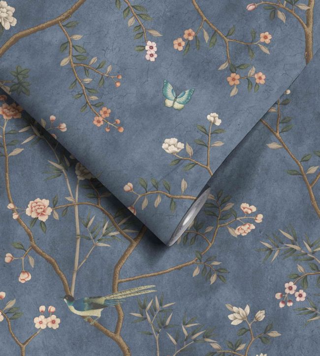 WM-454-05R - Chinoiserie Onism Wallpaper - Mural - Winter Blue - Woodchip & Magnolia