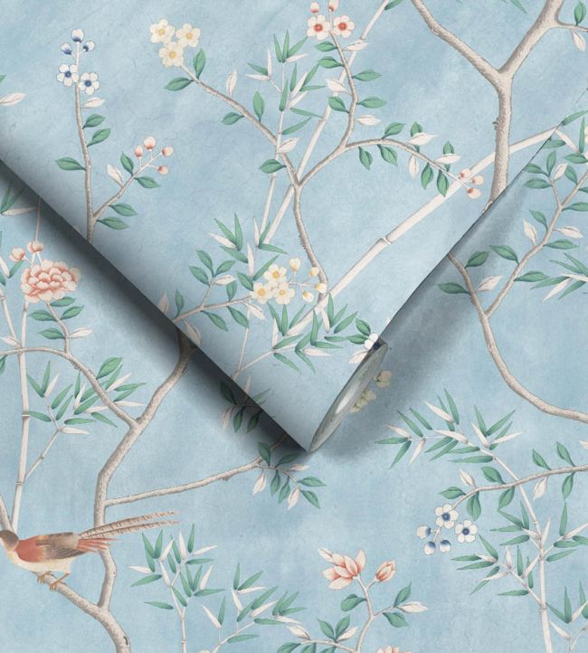 WM-454-08R - Chinoiserie Onism Wallpaper - Mural - Sky Blue - Woodchip & Magnolia