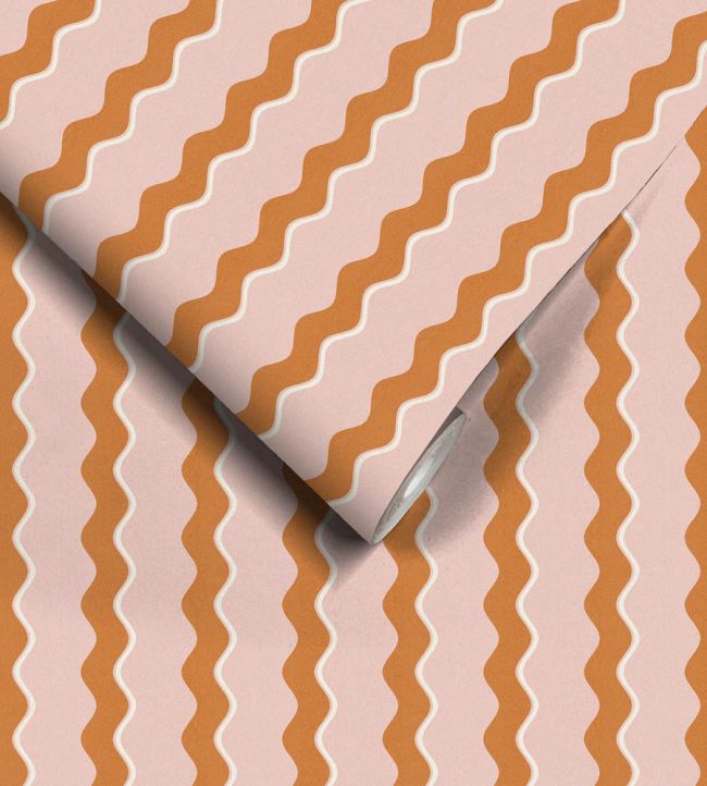 WM-462-02R - Cari Wave Wallpaper - Gorse Pink Cloud - Woodchip & Magnolia