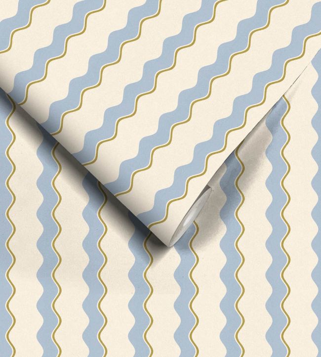 WM-462-03R - Cari Wave Wallpaper - Sky Blue Pebble - Woodchip & Magnolia