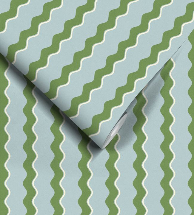 WM-462-04R - Cari Wave Wallpaper - Pacific Blue - Woodchip & Magnolia