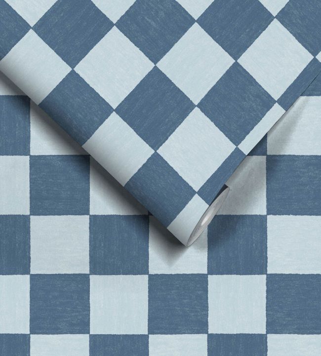 WM-486-03 - Battenberg Wallpaper - Denim Blue - Woodchip & Magnolia