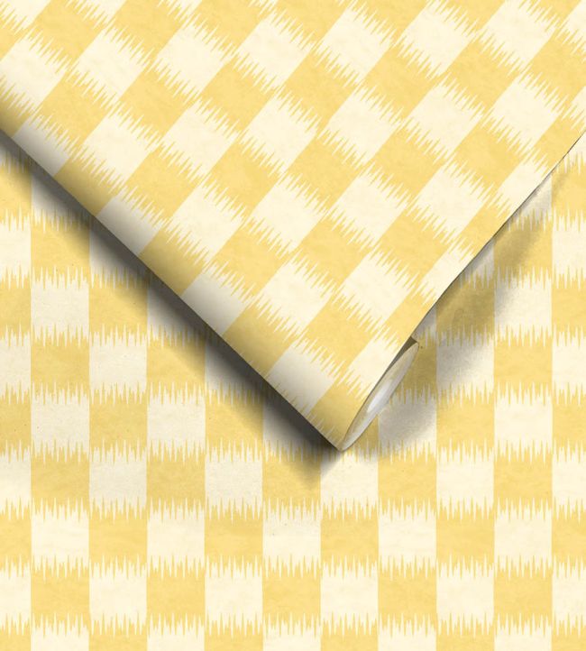 WM-487-02 - Checkmate Wallpaper - Daffodil Yellow - Woodchip & Magnolia
