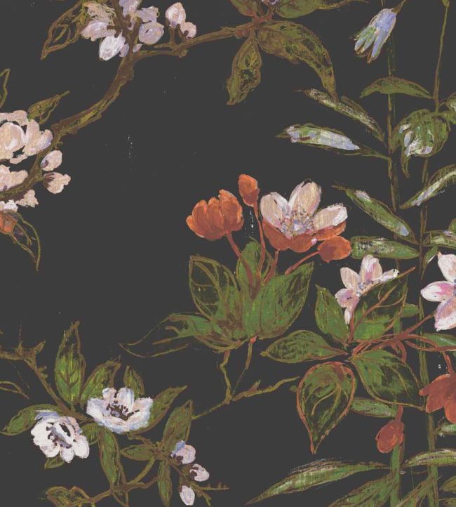 WMF-023-02VD - Rivington Fabric - Black - Woodchip & Magnolia