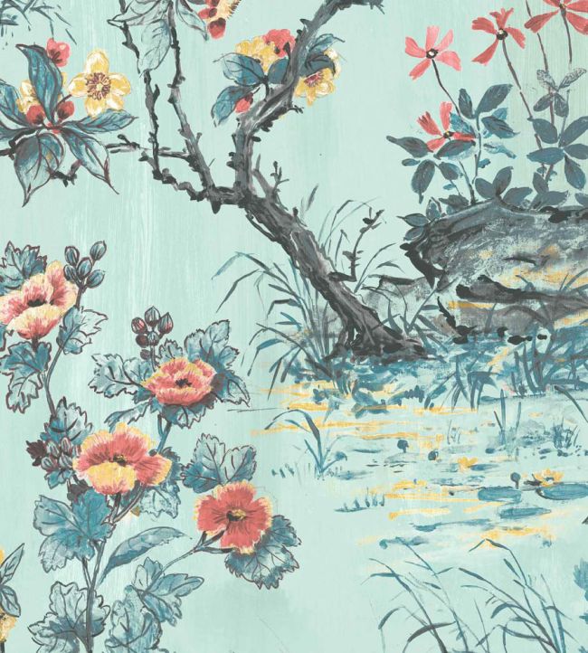 WMF-126-08VD - Rivington Fabric - Neo Mint - Woodchip & Magnolia