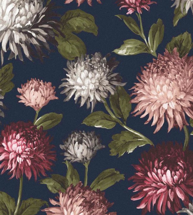 WMF-140-01VD - October Bloom Fabric - Navy - Woodchip & Magnolia