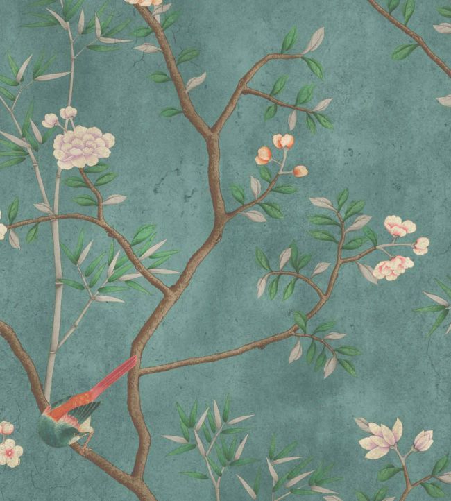 WMF-454-02VD - Chinoiserie Onism Fabric - Emerald - Woodchip & Magnolia