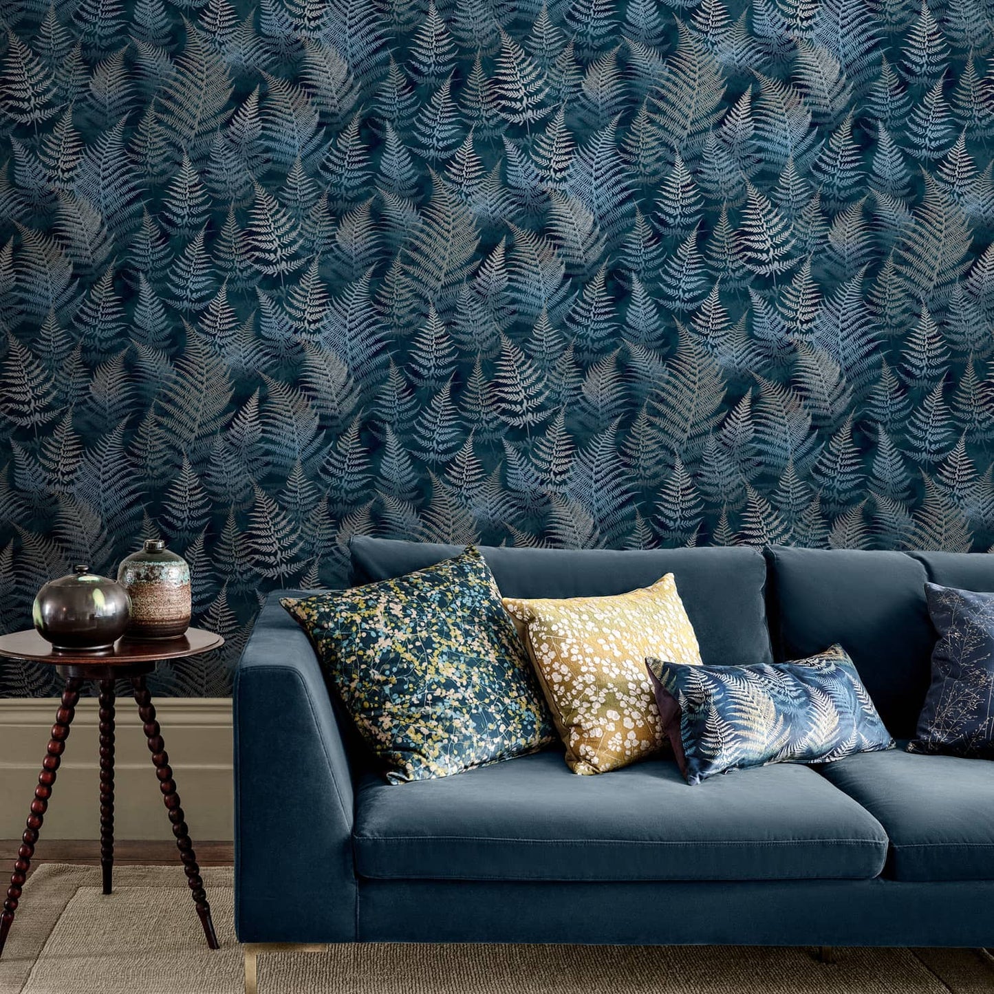 Woodland Fern Wallpaper - French Navy - Clarissa Hulse