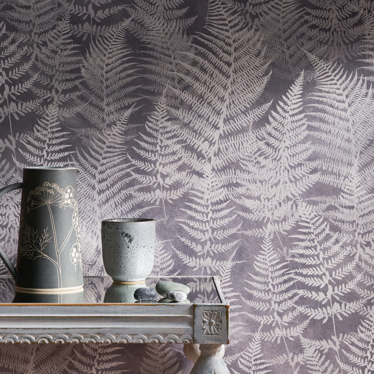 Woodland Fern Wallpaper - Pewter - Clarissa Hulse