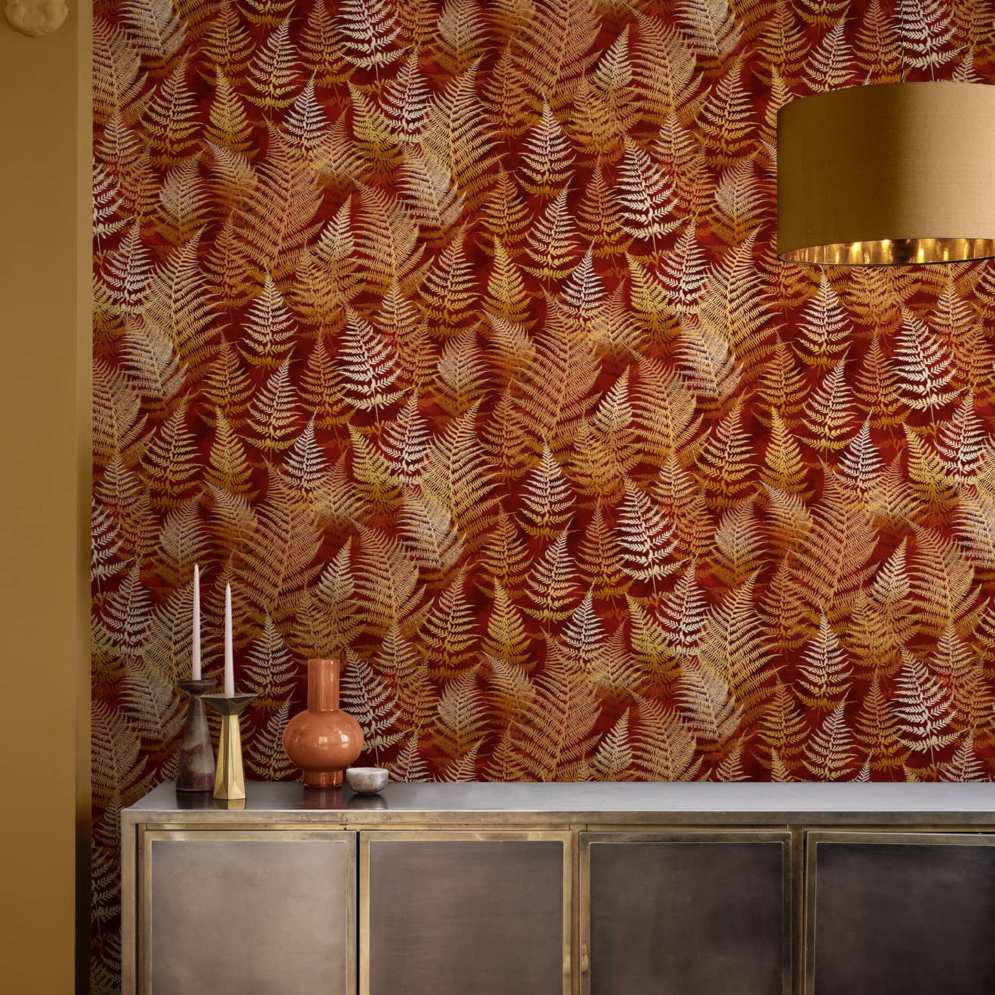 Woodland Fern Wallpaper - Rust - Clarissa Hulse