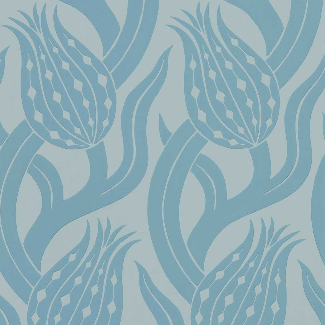 Persian Tulip Wallpaper - Blue Stone - ZHIW312997