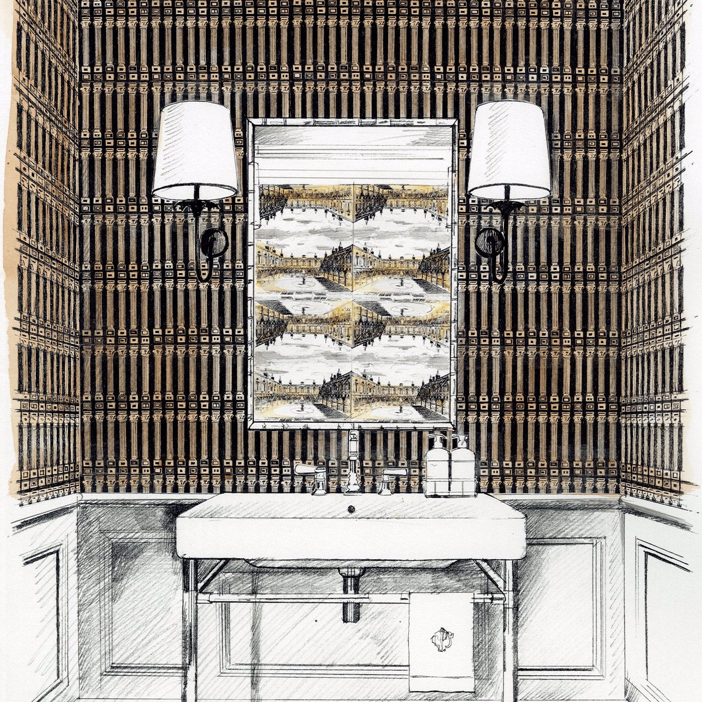 Columns Wallpaper - Empire Grey/Architects White - ZPLW312968