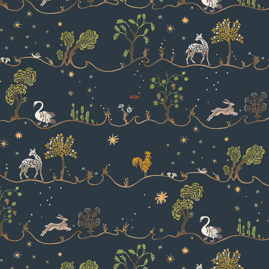 A Wave for Joan Wallpaper - Navy - Josephine Munsey - JMW-104101 - Premier Wallcovering