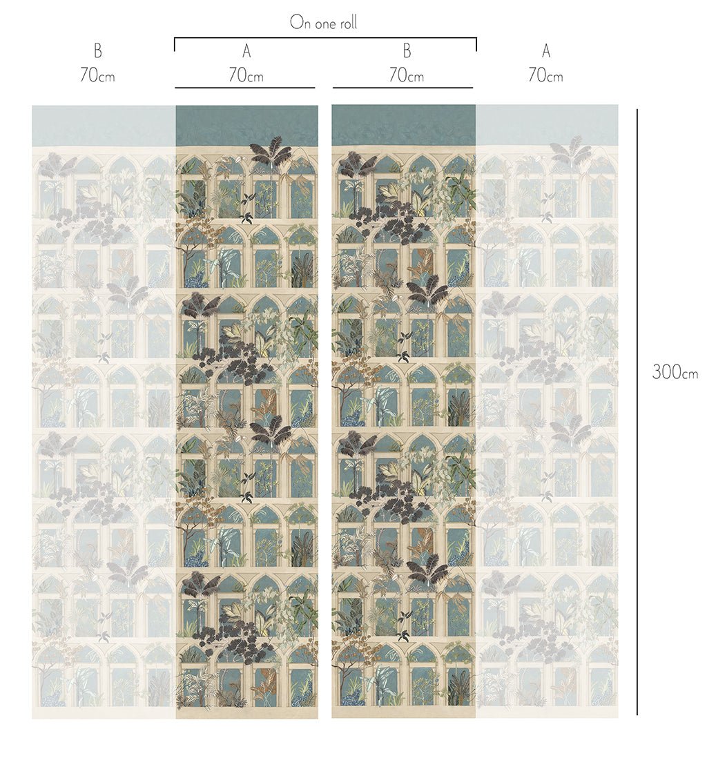 Abandoned Arches Panel Wallpaper - Celadon & Stone - Josephine Munsey - JMW-100501 - Premier Wallcovering