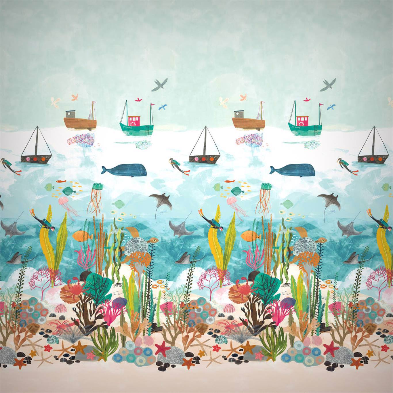 Above and Below Wallpaper - Marine Life - HLTF112648 - Harlequin