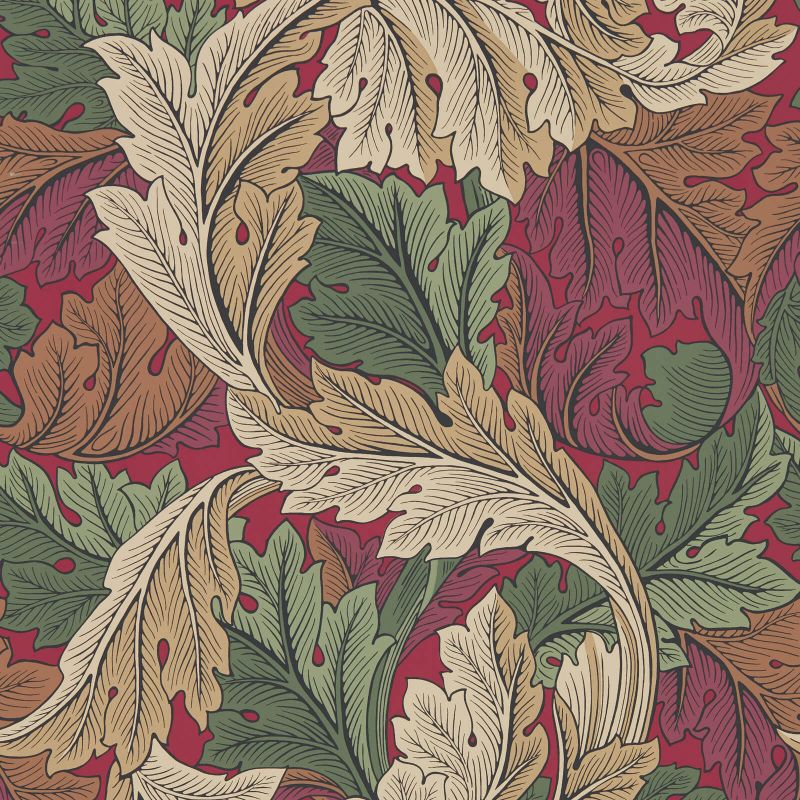 Acanthus Wallpaper - Madder/Thyme - Morris & Co - 216439 - Morris Wallpaper
