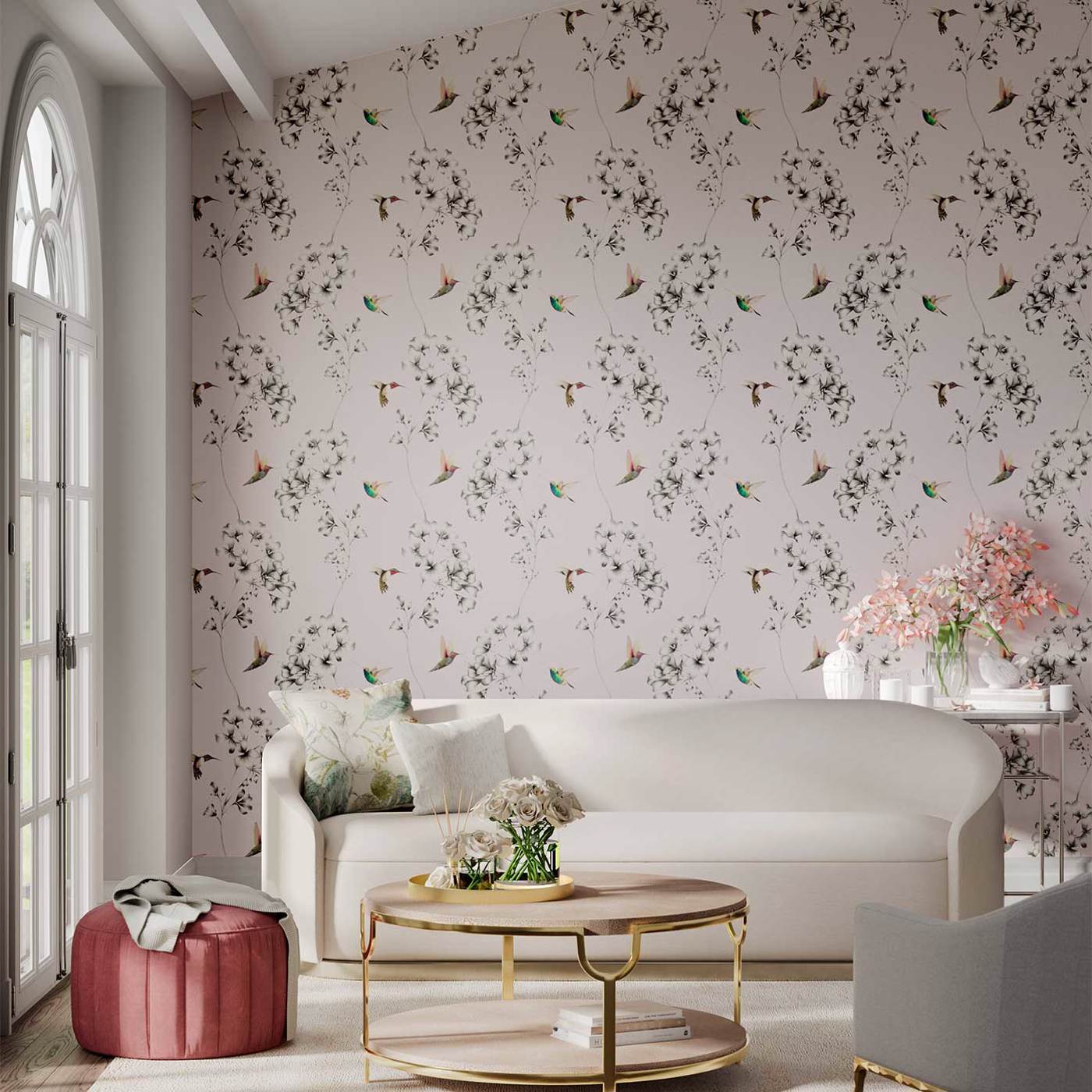 Amazilia Wallpaper - Powder/Pearl - Harlequin - HTEW112606